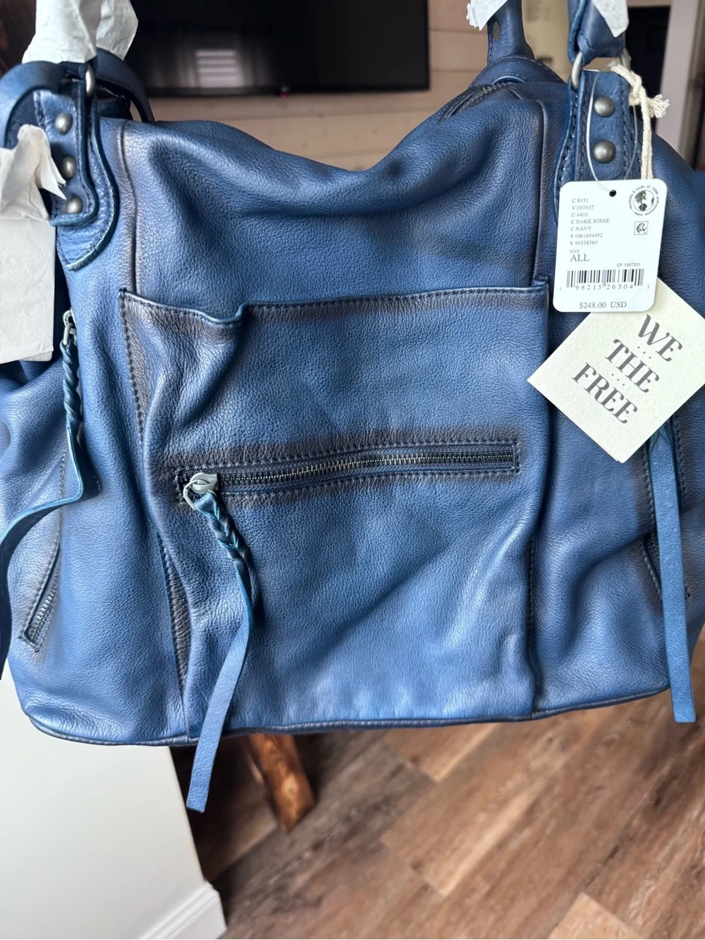 New - Free People Large Emerson Tote - Dark Rinse